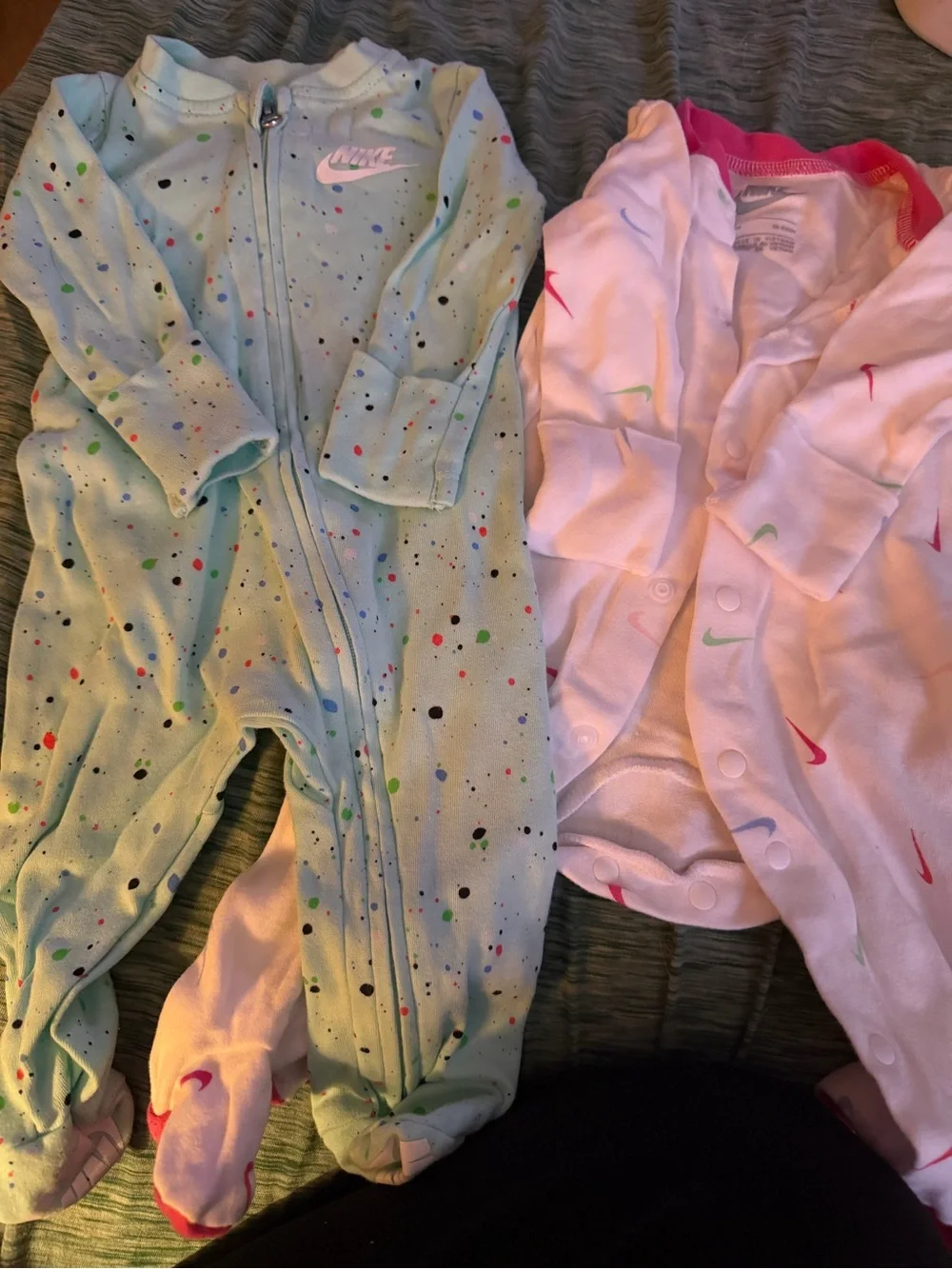 Nike Mint Green Speckled Baby Footie with Pastel Accents